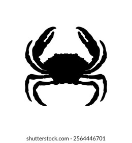 black and white crab silhouette isolated crab on white background