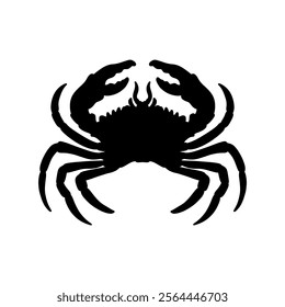 black and white crab silhouette isolated crab on white background