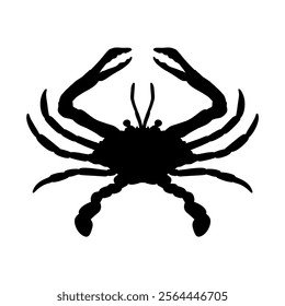 black and white crab silhouette isolated crab on white background