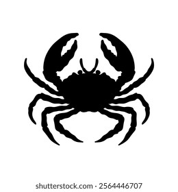 black and white crab silhouette isolated crab on white background