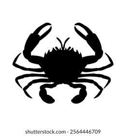 black and white crab silhouette isolated crab on white background