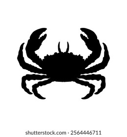 black and white crab silhouette isolated crab on white background