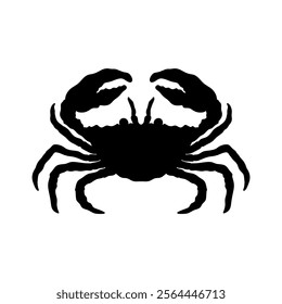 black and white crab silhouette isolated crab on white background