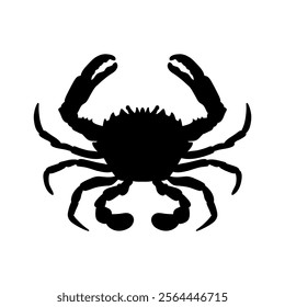 black and white crab silhouette isolated crab on white background