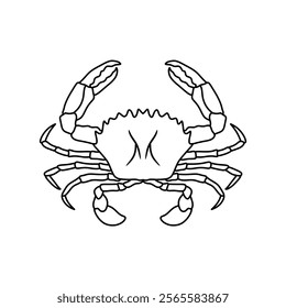 black and white crab vector illustration. seafood and fish. Stone crab flat, sea crab silhouette vector graphics.