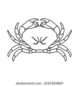 black and white crab vector illustration. seafood and fish. Stone crab flat, sea crab silhouette vector graphics.