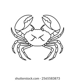 black and white crab vector illustration. seafood and fish. Stone crab flat, sea crab silhouette vector graphics.