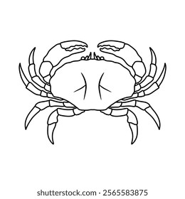 black and white crab vector illustration. seafood and fish. Stone crab flat, sea crab silhouette vector graphics.