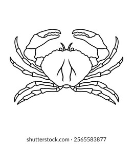 black and white crab vector illustration. seafood and fish. Stone crab flat, sea crab silhouette vector graphics.