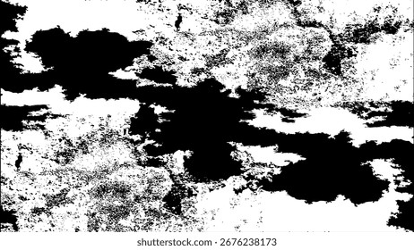 Black and white cracked texture with horizontal fissures, distressed grunge surface damage, vintage concrete wall background for abstract overlays, posters, and design templates