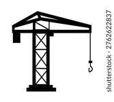 Black and White crane icon vector - simple crane silhouette EPS design