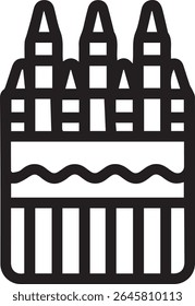 Black and White Crayon Box Icon Illustration Six Crayons Simple Graphic Design Element School Supplies Art Tools Childrens Drawing Educational.eps