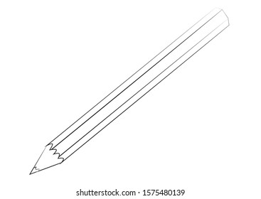Black and White Crayon. Sketch of a crayon. Black and White Vector Illustration