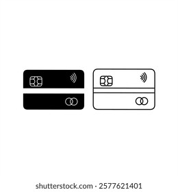 Black and white credit card icon.
