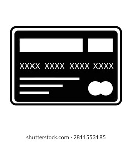 Black and white credit card icon for payment and finance concepts
