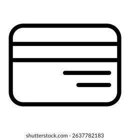 Black and white credit card outline. Suitable for finance, banking, payment concepts in presentations, marketing materials, websites, and social media.