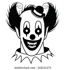 Black and white Creepy Clown EPS 10 vector stock illustration