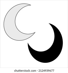 Black and white Crescent moon vector