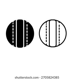 Black and White cricket ball Circle Icon Set