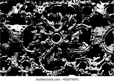 Black and white crochet background texture, vector