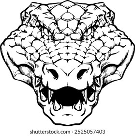 cabeça de crocodilo preto e branco para logotipo ou patch
