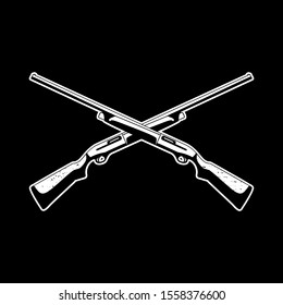 Black and White Cross Rifle. Vector Illustration. Good for Print design