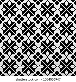 black and white cross stitch. Folk ornament
