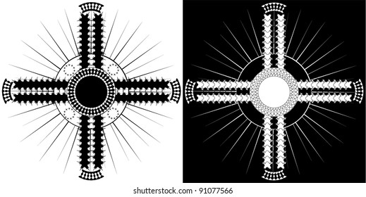 Black and white cross vector illustration