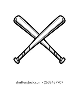 Black and white crossed baseball bats vector. Simple design element