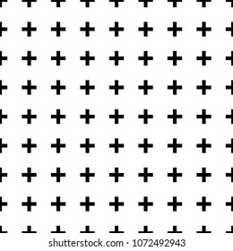 Black and White Crosses Seamless Pattern - Simple graphic look of black crosses or plus signs on white background seamless pattern
