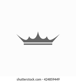 Black and white crown icon isolated on white background. Crown with sharp ends. Crown icon in flat style