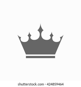 Black and white crown icon isolated on white background. Crown with sharp ends. Crown icon in flat style