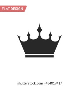 Black and white crown icon isolated on white background. Crown with sharp ends. Crown icon in flat style