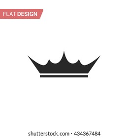 Black and white crown icon isolated on white background. Crown with sharp ends. Crown icon in flat style