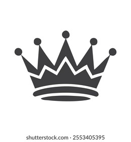 Black and white Crown icon Silhouette, vector on isolated white background.