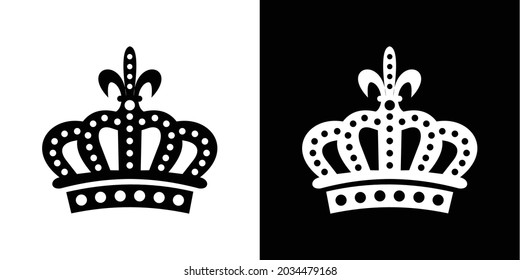 schwarz-weißer Kronenvektor, Kronlogo, Illustration, einfaches Logo