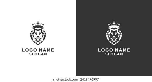 Black and white crowned lion logo