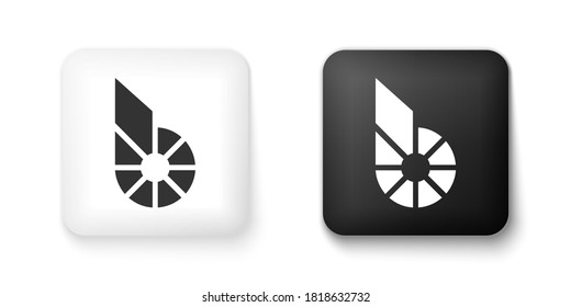 Black and white Cryptocurrency coin Bitshares BTS icon isolated on white background. Physical bit coin. Digital currency. Blockchain based secure crypto currency. Square button. Vector.