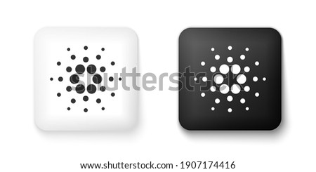 Black and white Cryptocurrency coin Cardano ADA icon isolated on white background. Digital currency. Altcoin symbol. Blockchain based secure crypto currency. Square button. Vector.