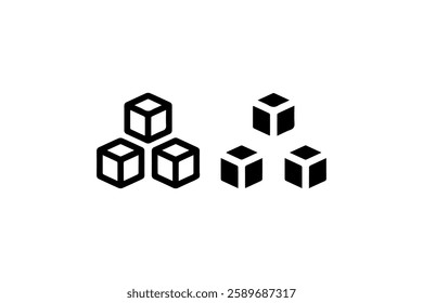 Black and white cube block icons Vector