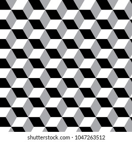 Black And White Cube Made Of Triangle, Geometric Vector Pattern