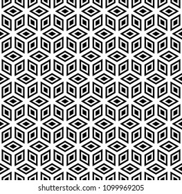 Black and white cube pattern background vector.