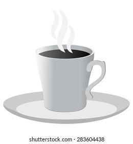 Black and white cup of coffee isolated icon