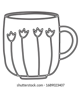 Black and white Cup, graphics. Suitable for office design, textiles, can be used for making patterns, can be used as a self-print