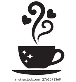 Black and white of cup and love Syble
