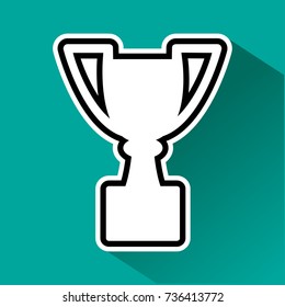 Black and white cup with shadow on turquoise background. Vector illustration