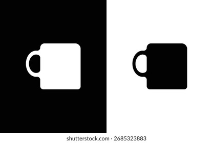 schwarz-weißes Tassen-Vektorbild mit schwarz-weißem Hintergrund