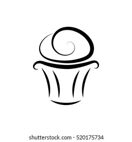 Black and white cupcake icon