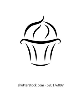 Black and white cupcake icon