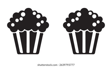 Black and White Cupcake Icons Set. vector illustration eps 10